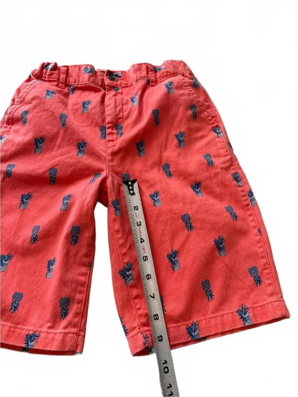 The Childrens Place Boys Pineapple Chino Shorts 12 Coral Pink Orange Adjustable